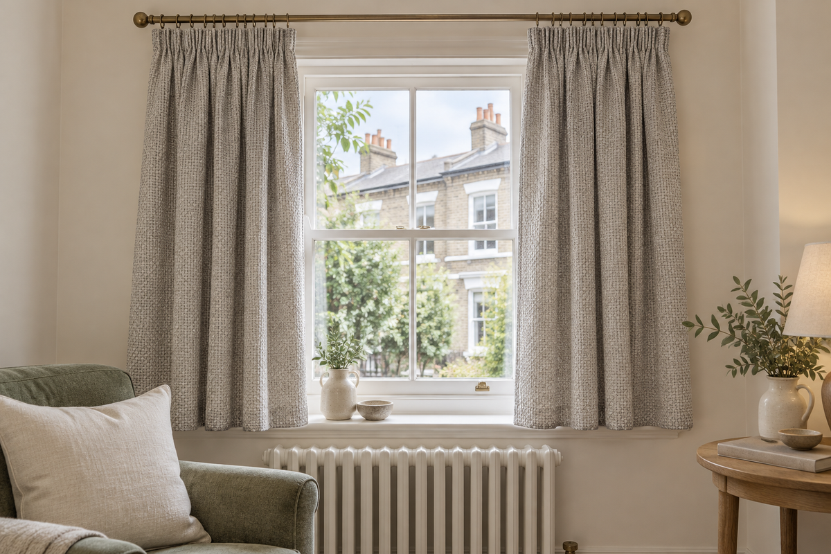 W41 x L55 (W104cm x L140cm) Pencil Pleat Neutral Curtains